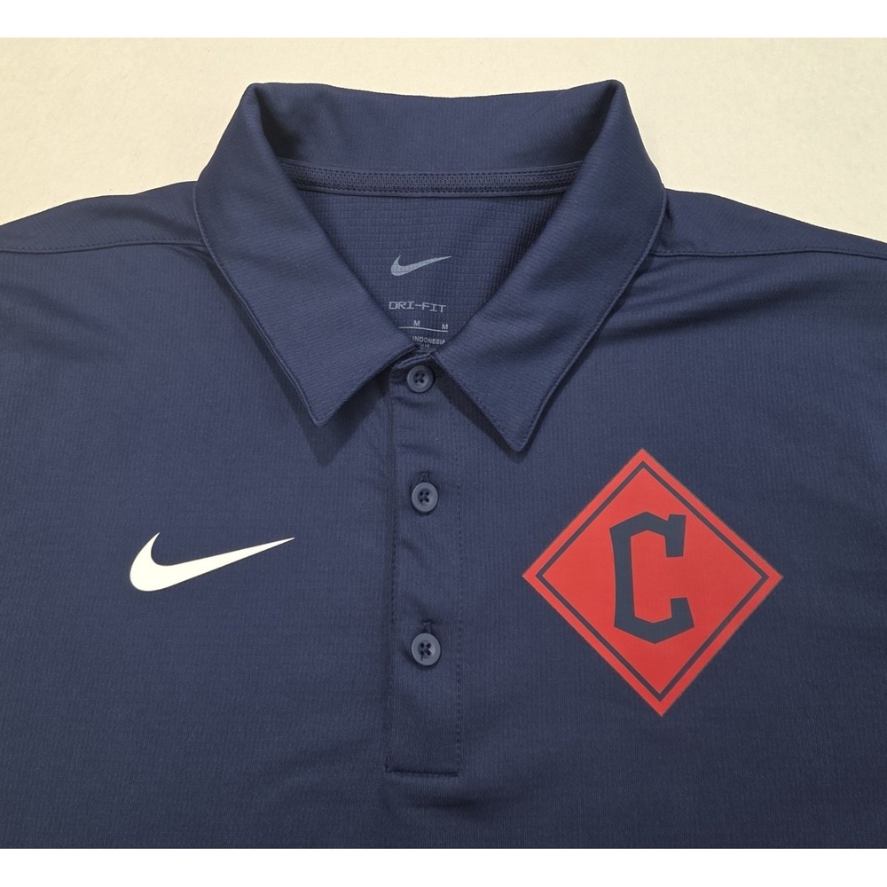 Nike Dri Fit Cleveland Guardians Polo Shirt Mens M LIMITED USE New "C" Logo Blue